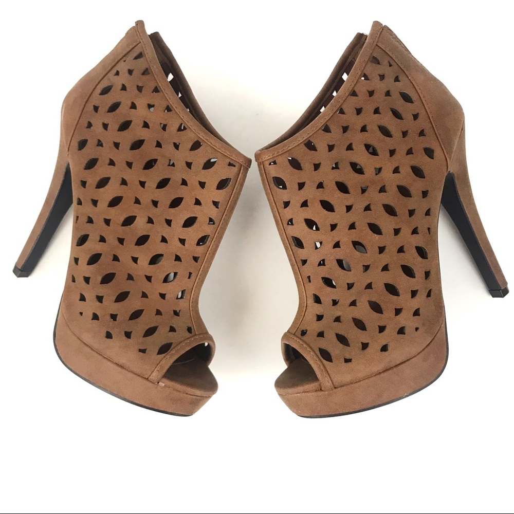 Delicious Brown Platform Open Toe Heels